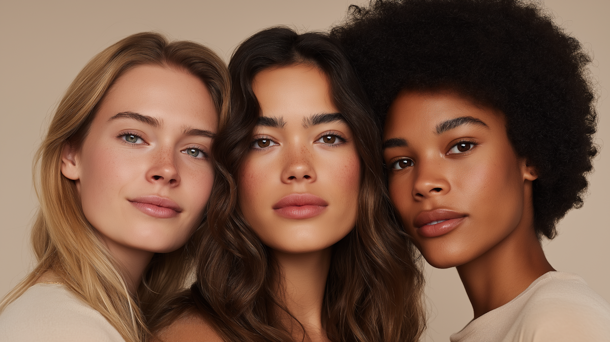 Diverse women showcasing natural beauty and professional makeup